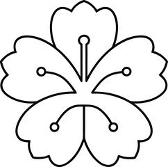 hibiscus icon outline vector illustration on transparent background
