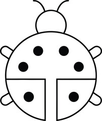 ladybug icon outline vector illustration on transparent background