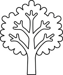 oak tree icon outline vector illustration on transparent background