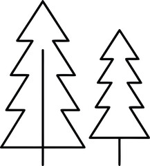 pine tree icon outline vector illustration on transparent background