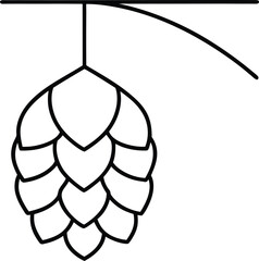 pinecone icon outline vector illustration on transparent background