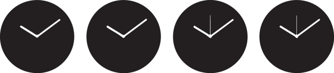 Four black circles with white checkmark indicators tick symbol also transparent background