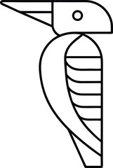 woodpecker icon outline vector illustration on transparent background