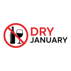Dry january campaign logo prohibiting alcohol consumption