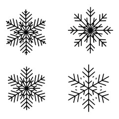 Four unique snowflake designs on white background