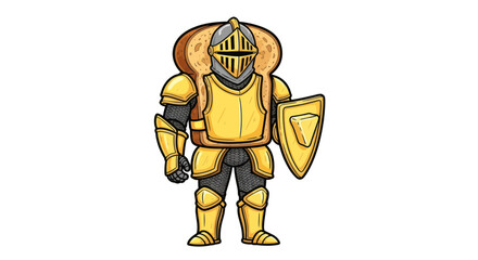 A knight in shining armor made of toast.