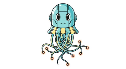 Cute robot jellyfish character design