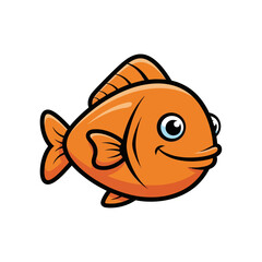 A cheerful cartoon orange fish with big eyes and a smile.