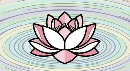 Pink lotus flower on a serene water ripple background.