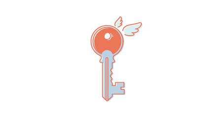 A stylized key with wings, symbolizing freedom and opportunity.
