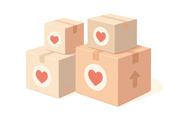 Obraz premium Heart-adorned cardboard boxes for shipping and delivery in modern packaging design