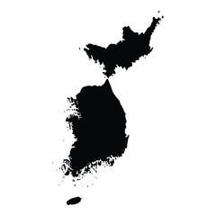 Map of korea silhouette on white background
