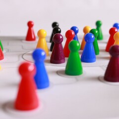 The picture shows a bowling set