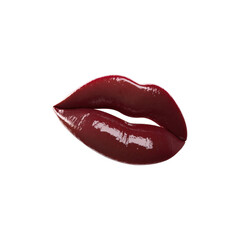 Glossy Red Lips. Beauty And Fashion Symbolism Isolated On Transparent Background