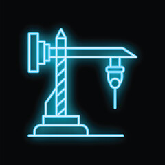 Neon construction crane glowing against a dark backdrop, representing the construction industry and urban development