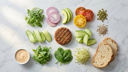 Fresh ingredients for a delicious veggie burger
