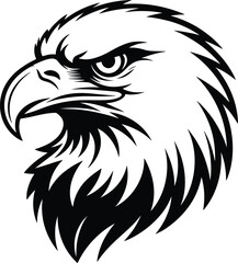 Bald Eagle Head Black and White Vector Logo – Powerful American Symbol Illustration
