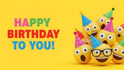 Fototapeta premium Happy birthday emoji party