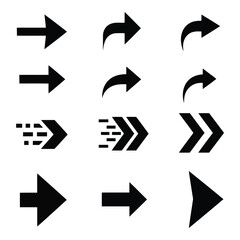 Collection of various black arrows pointing in different directions