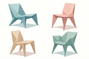 Geometric Origami-Style Chairs Collection