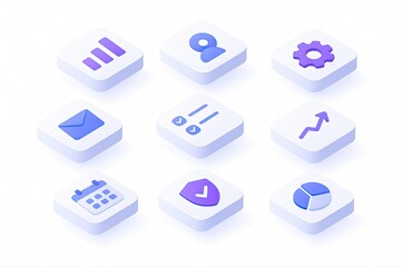 Modern 3D Isometric Icons for Business, Productivity, and Data