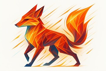 Vibrant Geometric Fox with Fiery Hues