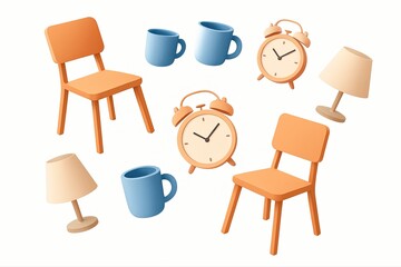 Collection of 3D Cartoon Household Items