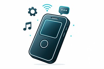 Modern Mobile Device with Digital Connectivity Icons