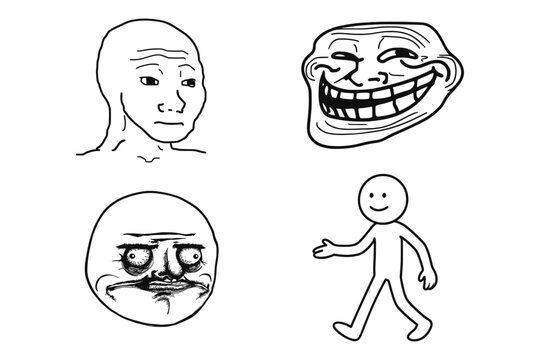 Popular internet meme faces collection in black and white