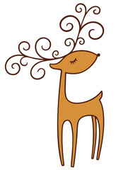 Christmas Reindeer Silhouette – Elegant Deer with Swirly Antlers