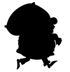 Santa Claus Running with Bag – Christmas Silhouette