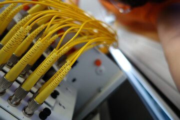 Fiber Optic Cables Connected to Equipment Panel