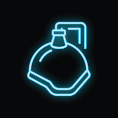 Vibrant blue neon grenade glowing on a black background