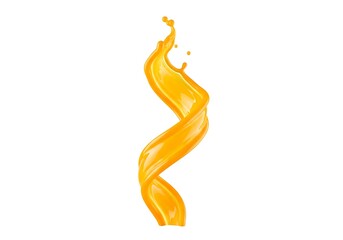 Fototapeta premium Golden liquid splash forming an abstract swirl on white background, symbolizing energy, oil or juice flow, ideal for advertising, branding, packaging design or creative projects.