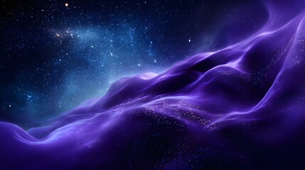 Cosmic Purple Nebula in Deep Space with Stars and Galaxy Background