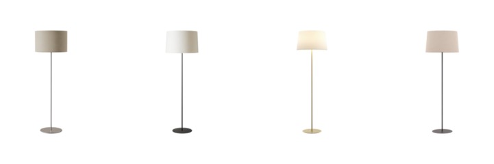 Floor Lamps In Minimalist Design Set. Modern Home Lighting Solutions Collection Isolated On Transparent Background
