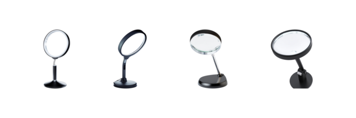 Magnifying Desk Lamps Set. Precision And Detail Work Collection Isolated On Transparent Background