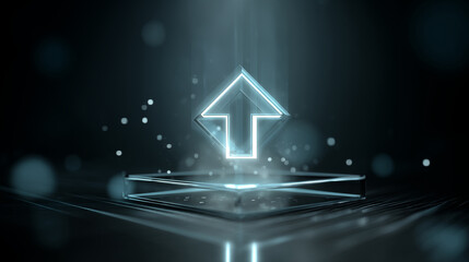 Abstract glowing arrow in dark background representing IT and technology progress and speed