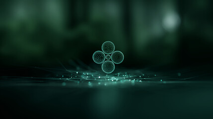 Abstract representation of interconnected data nodes, symbolizing the future of IT and technology with glowing particles