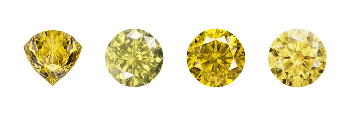 Yellow Diamonds Collection Set. Luxury Gemstones And Jewelry Design Inspiration Isolated On Transparent Background