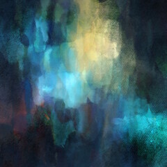 Abstract dark blue and yellow grunge paint texture background on rough canvas