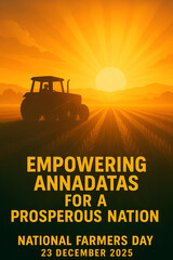 Tractor in Farmland at Sunrise &ndash; National Farmers Day 23 December 2025