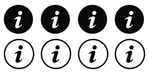 Information info signs vector set with flat style icons, info symbols, and isolated information icons for guidance, help, signage, communication,