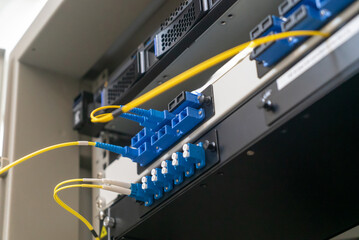 Fiber Optic Cables in Networking Equipment Setup
