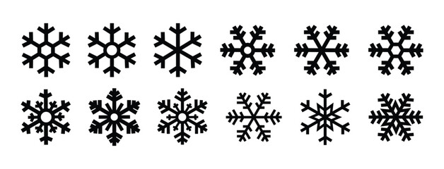 Snowflake icon collection for winter holiday decoration. Set of snowflake icons. Christmas and New Year icon collection