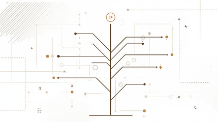 A futuristic tree-like structure representing IT and technology advancements in a digital landscape viewed from a straightforward perspective