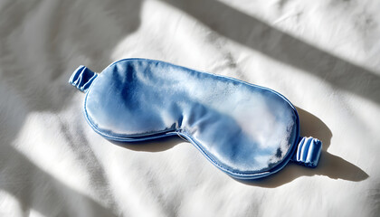 blue eye mask lying on a white surface
