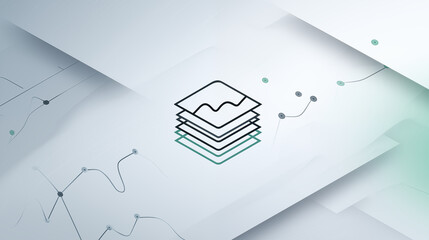 Abstract IT and technology background with layered data visualization and network connection lines