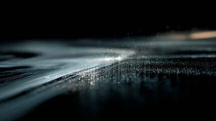 Abstract swirling particles and light trails representing the flow of data in IT and technology networks, digital visualization