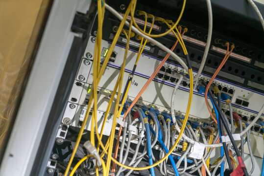 Messy Network Cables Inside Data Center Rack